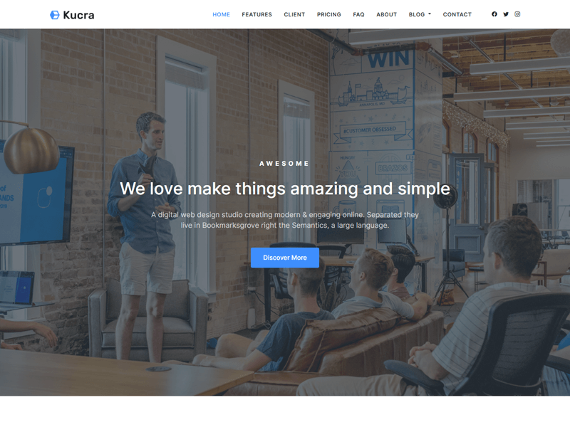 Kucra Django Landing Bootstrap 5 Template Pichforest